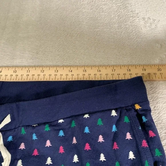 J.Crew Pajama Set Womens XL Blue‎ Christmas Tree Print Henley Top Joggers Cotton - Picture 10 of 16